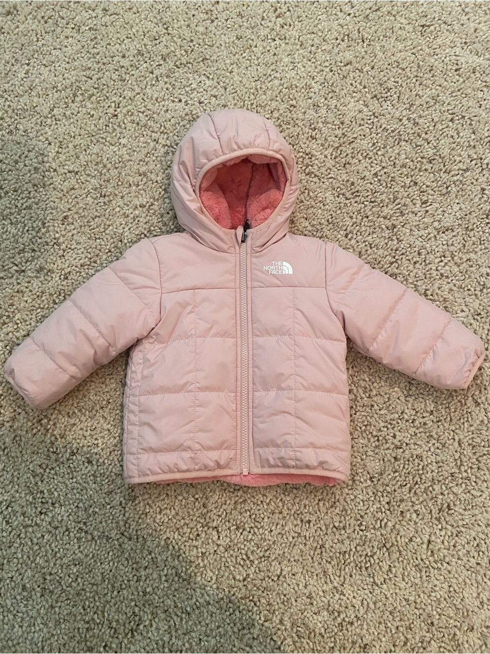 The North Face Baby Pink Hooded Reversible Coat